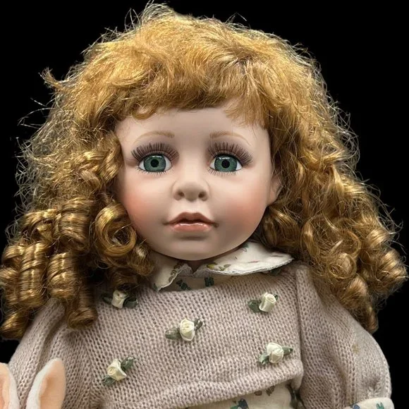 Vintage Ashley Belle Porcelain Baby Doll Collectible Girl Curly